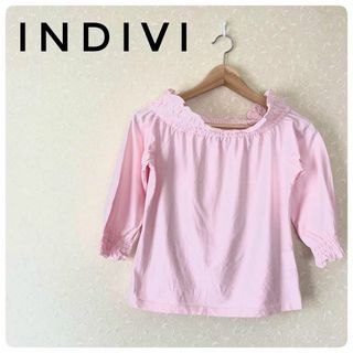 インディヴィ(INDIVI)の美品‼INDIVIインディヴィ　レディース7分袖カットソー　綿100％　38(カットソー(長袖/七分))