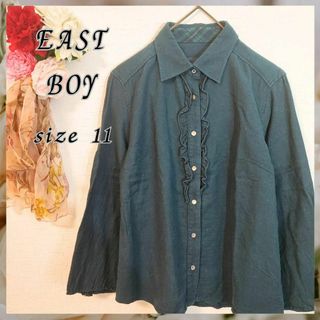 イーストボーイ(EASTBOY)のEASTBOY【11】長袖　紺　フリル　コットン100%(シャツ/ブラウス(長袖/七分))