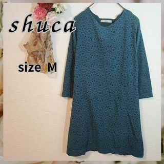 シュカ(shuca)のshuca【M】長袖　トップス　ブラウス　チュニック　花柄　ネイビー(チュニック)