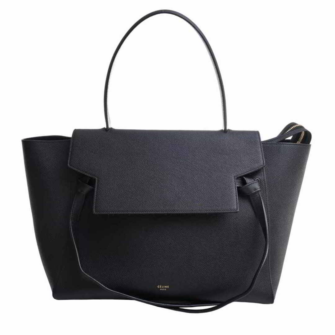 Celine セリーヌ レザー ベルトバッグ スモール ハンドバッグ - ブラック by