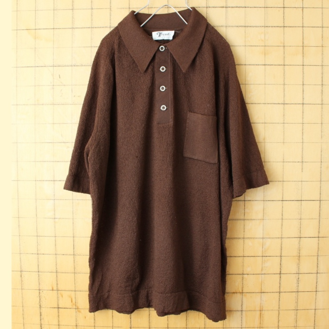 USA Huntley of Yorkパイル地ポロシャツXLブラウン aw160 - ポロシャツ