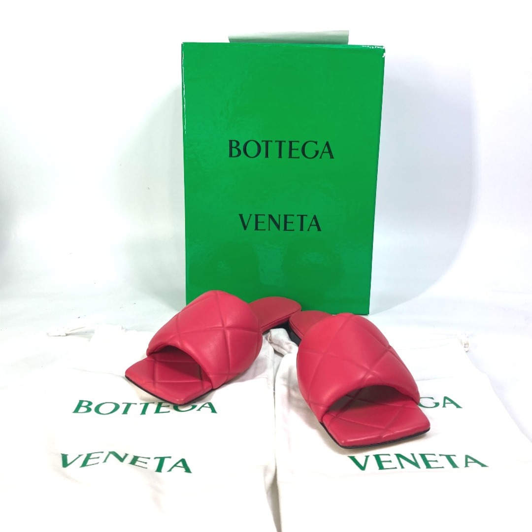 ボッテガヴェネタ BOTTEGA VENETA ラバーリド フラット RUBBER LIDO 639940 靴 フラット イントレチャート サンダル レザー ロリポップ レッド系 未使用