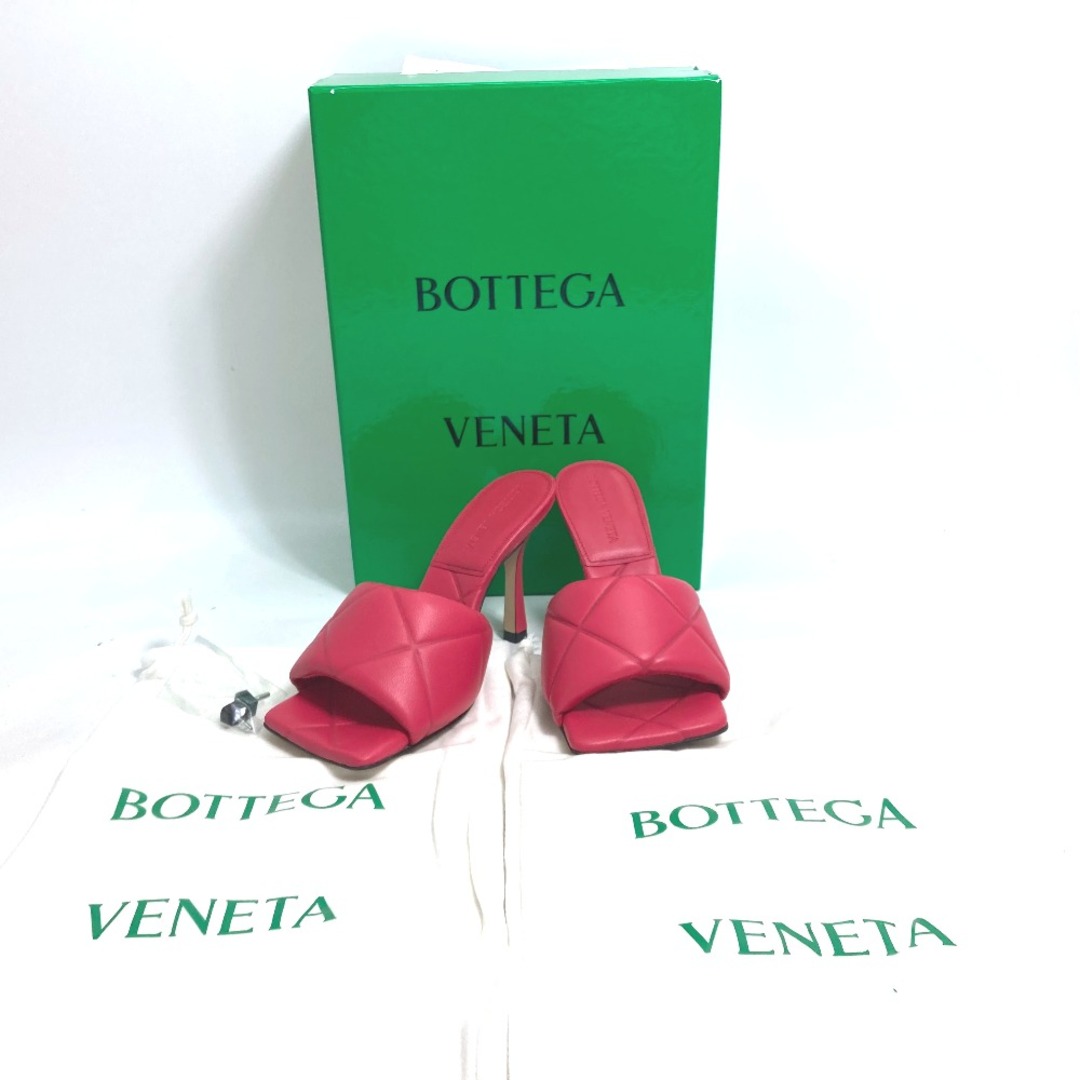 365JP靴サイズボッテガヴェネタ BOTTEGA VENETA ラバーリド ミュール RUBBER LIDO 639943 靴 ヒール イントレチャート サンダル レザー ロリポップ レッド系 未使用