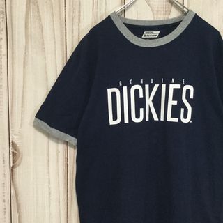 人気 ディッキーズ リンガーTシャツ ビッグロゴ XL ネイビー 古着