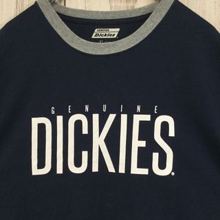 人気 ディッキーズ リンガーTシャツ ビッグロゴ XL ネイビー 古着