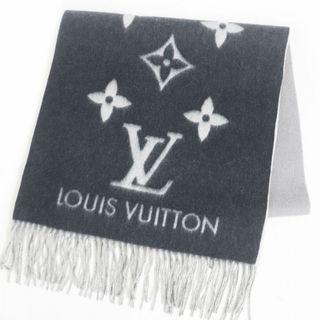 ルイヴィトン(LOUIS VUITTON)の極美品□21年製 ルイヴィトン M76336 エシャルプ レイキャビック グラディエント モノグラム カシミヤ100％ フリンジマフラー グレー UK製(マフラー)