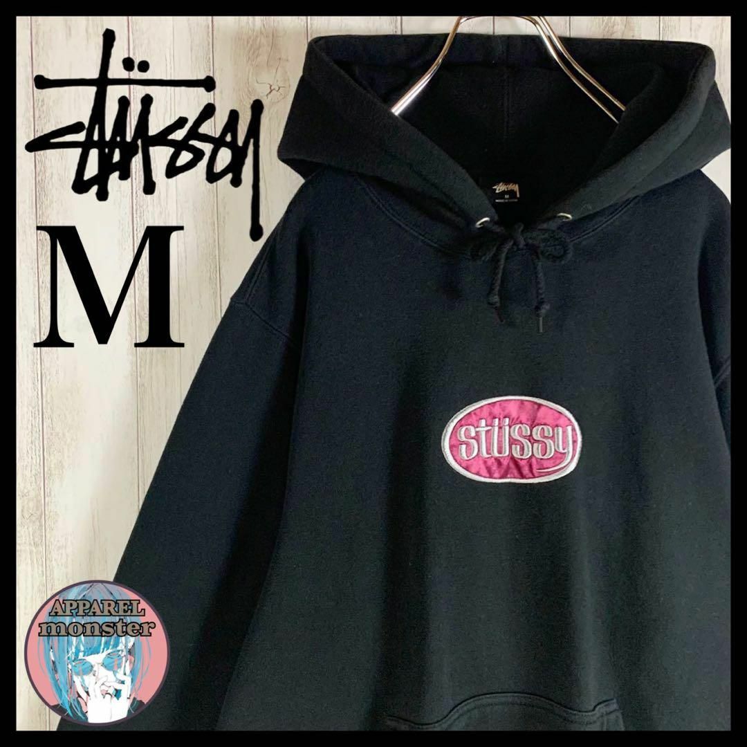 超人気モデル STUSSY 刺繍ロゴ 入手困難 パーカーＬ