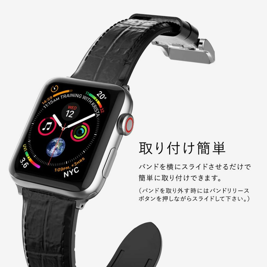 【色: ブラッククロコダイル】【X-Doria】 Apple Watch 40m通気加工尾錠カラー