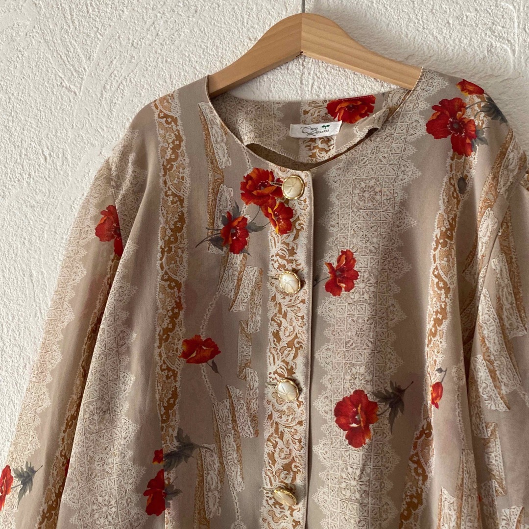 vintageヴィンテージ古着クラシカル花柄アンティークレトロボタンブラウス