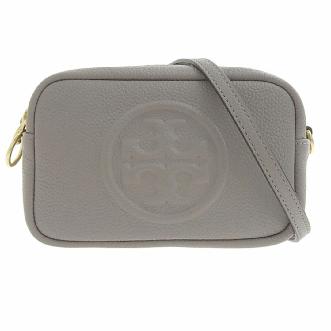 TORY BURCH トリーバーチ レザー ロゴ ショルダーバッグ - グレー gy