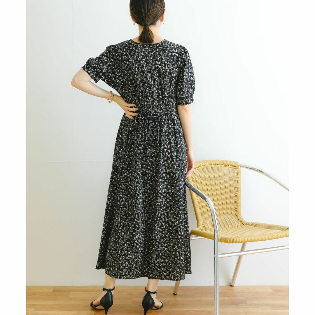 URBAN RESEARCH フラワードットプリントワンピース BLACK