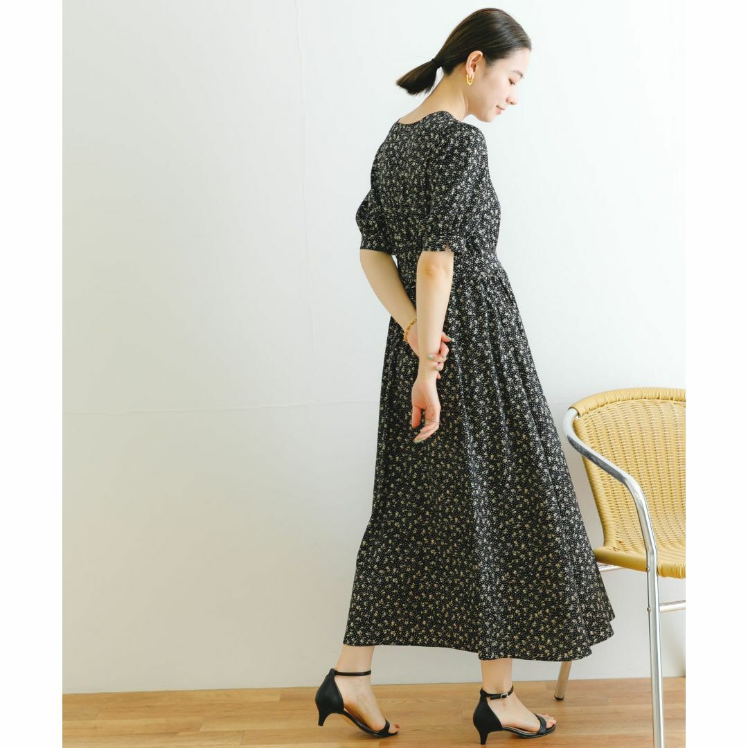 URBAN RESEARCH フラワードットプリントワンピース BLACK