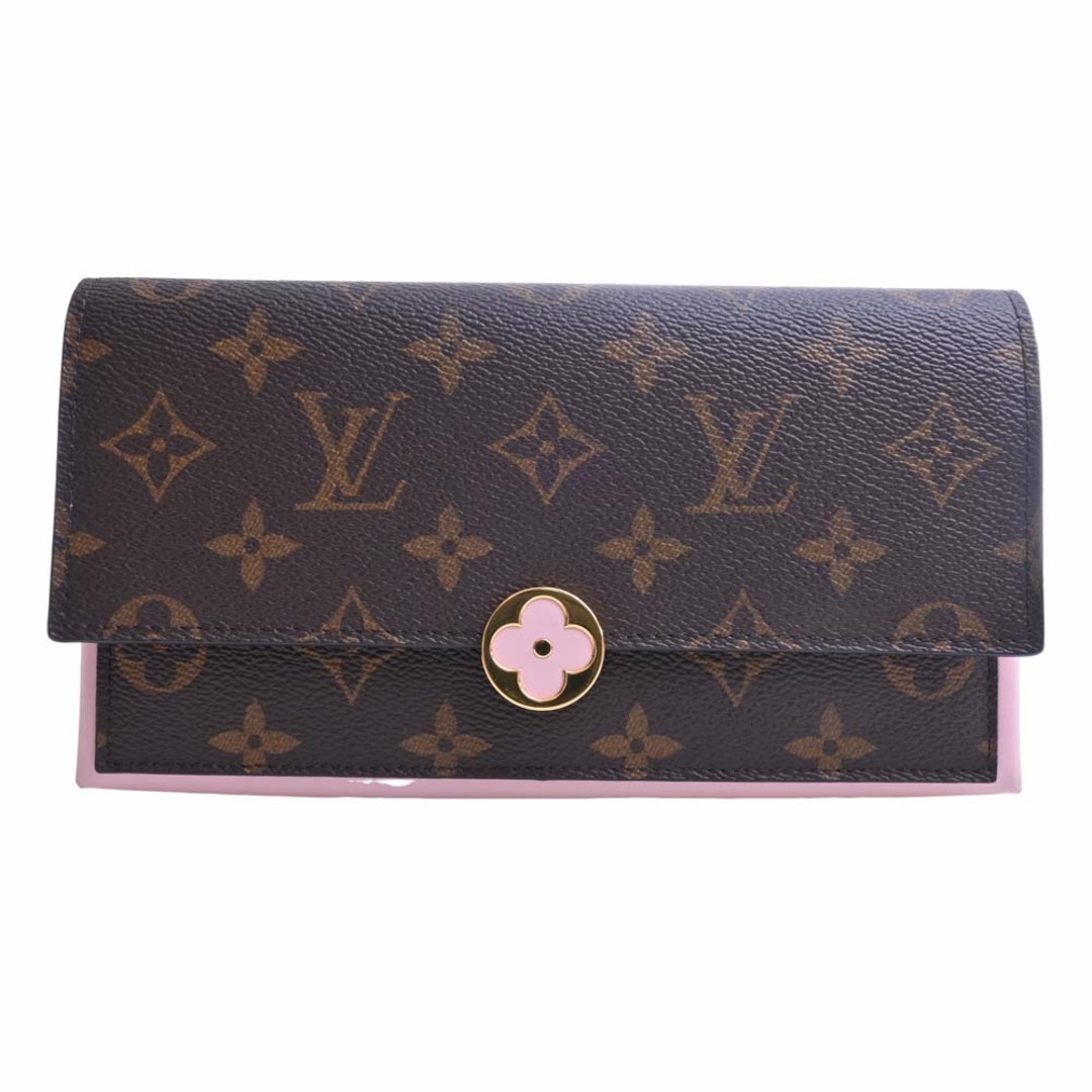 LOUIS VUITTON ルイヴィトン モノグラム ポルトフォイユ フロール 二つ折り 長財布 M64586 ブラウン/ピンク by