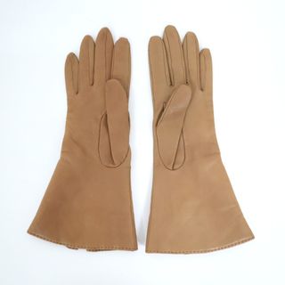 エルメス(Hermes)の【HERMES】エルメス グローブ《ケリー》 ベージュ×ゴールド金具 ラムスキン #6.5/br0132ar(手袋)