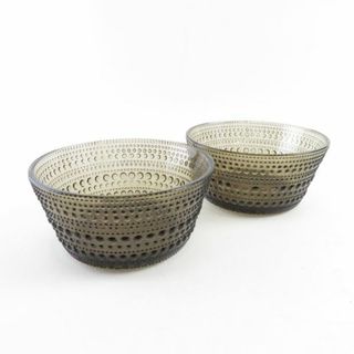 イッタラ(iittala)の美品 iittala イッタラ カステヘルミ ボウル 2点 無鉛ガラス ペア サンド 11cmプレート 230ml 廃盤 限定 SC7503B4 (食器)