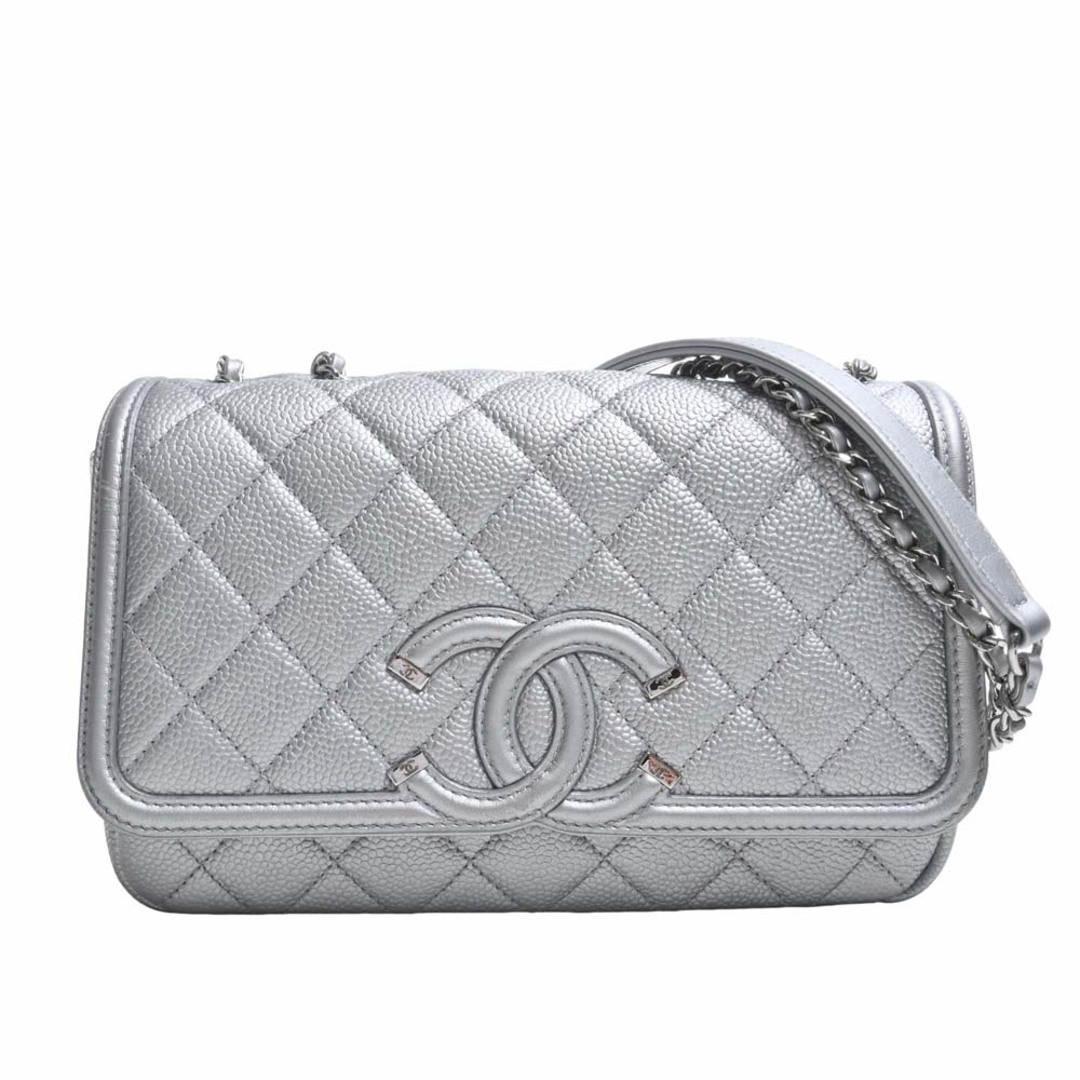 【中古】CHANEL シャネル キャビアスキン マトラッセ CCフィリグリー チェーン ショルダーバッグ - シルバー by | フリマアプリ ラクマ