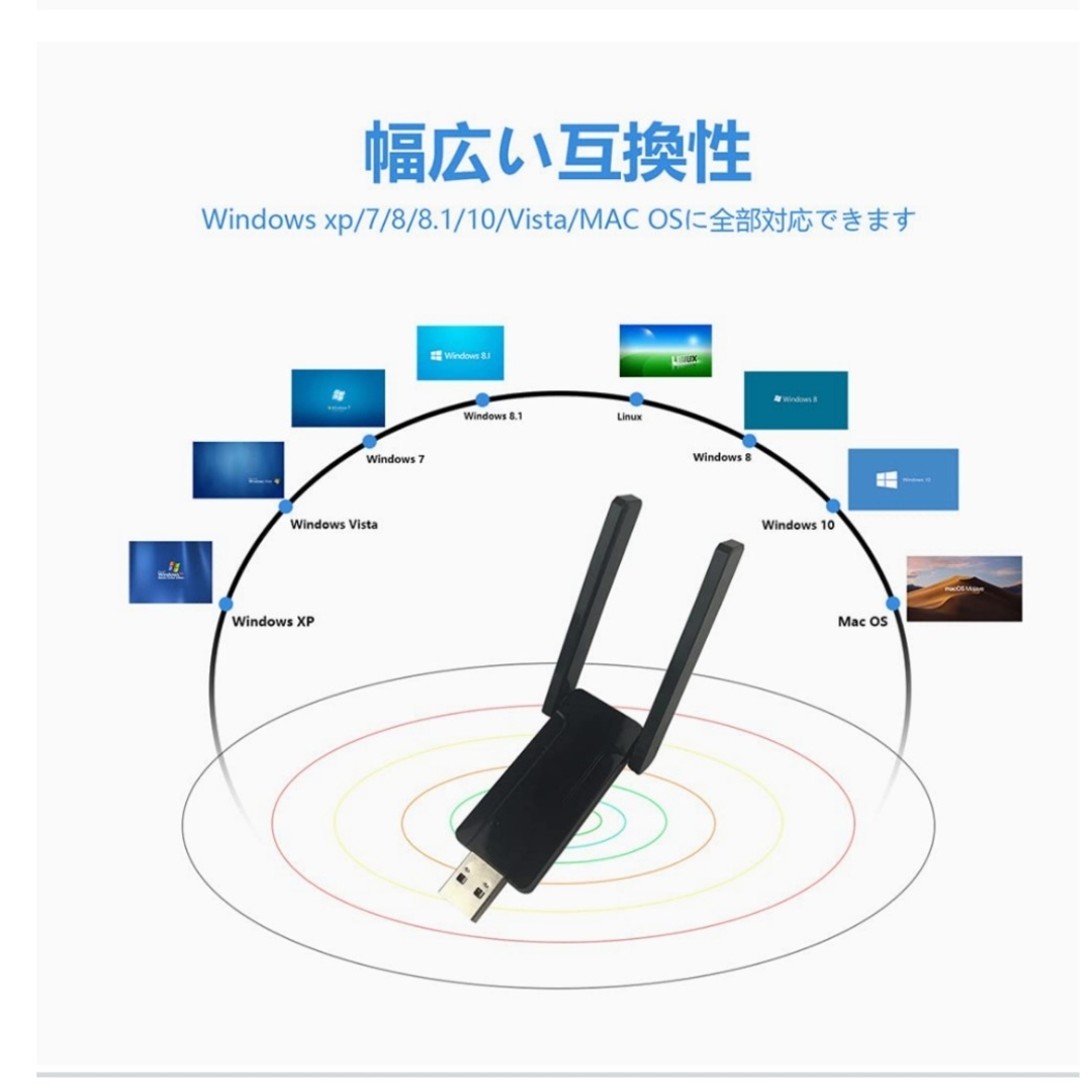 WiFi 無線LAN 子機1300Mbps USB3.0式 スマホ/家電/カメラのPC/タブレット(PC周辺機器)の商品写真