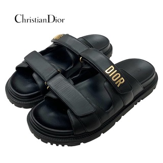 クリスチャンディオール(Christian Dior)のクリスチャンディオール DIORACT ラムスキン サンダル スリッポン 靴 シューズ ブラック(サンダル)