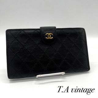 シャネル(CHANEL)のシャネル　ビコローレ　がま口　長財布　ブラック(財布)