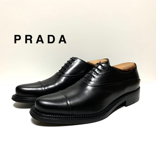 プラダ(PRADA)の☆良品 プラダ 内羽根 レザー オックスフォード シューズ 黒 イタリア製 革靴(ドレス/ビジネス)