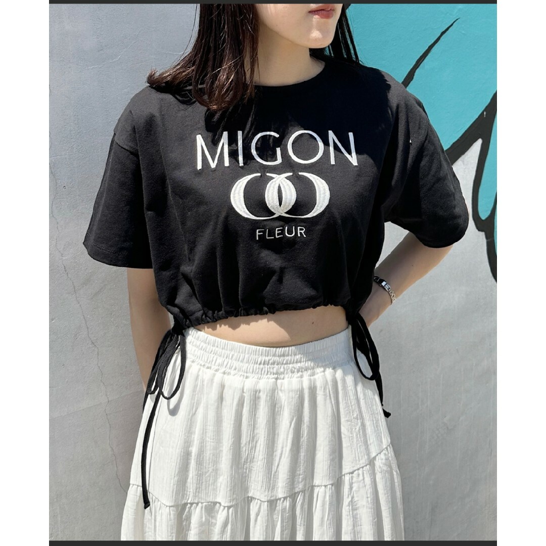 one*way(ワンウェイ)のone way MIGON ロゴウエスト ドロスト Tシャツ レディースのトップス(Tシャツ(半袖/袖なし))の商品写真