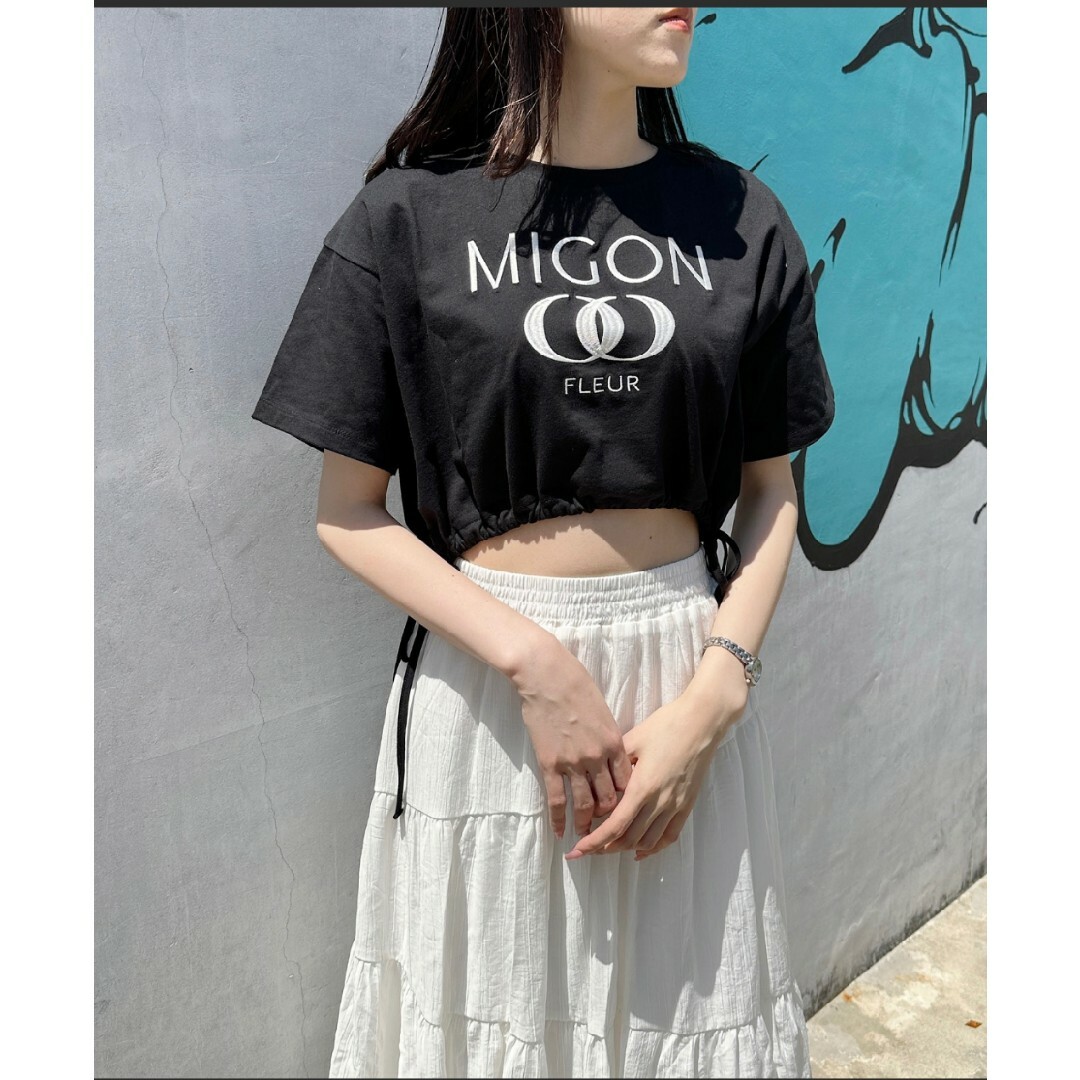 one*way(ワンウェイ)のone way MIGON ロゴウエスト ドロスト Tシャツ レディースのトップス(Tシャツ(半袖/袖なし))の商品写真