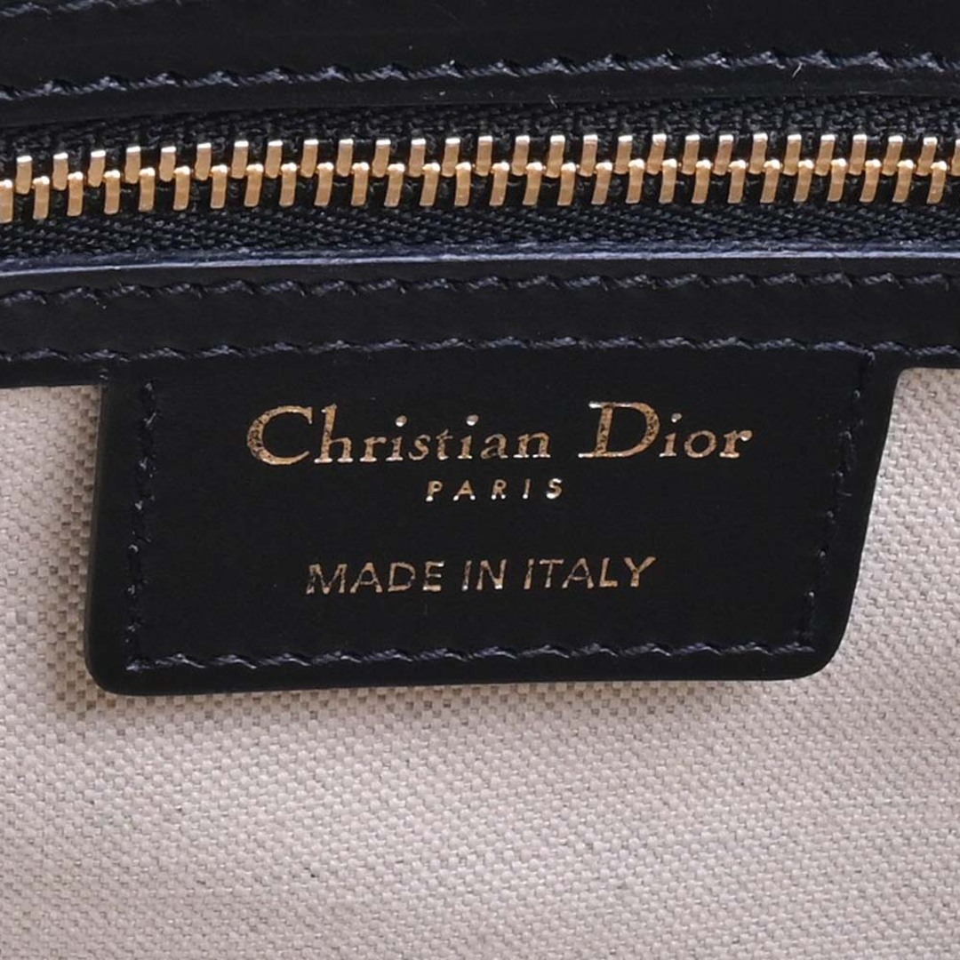 Christian Dior クリスチャンディオール DIOR VIBE マクロカナージュ レザー ミディアム ボウリングバッグ 2WAY ハンドバッグ - ブラック/ホワイト by