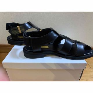 Le Talon - LE TALON GRISE レザーワイドグルカサンダル L ブラックの