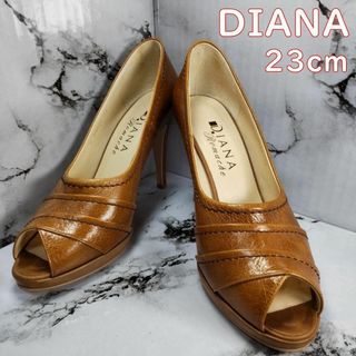 ダイアナ(DIANA)の☆美脚演出☆ DIANA オープントゥ ピンヒール パンプス 23cm カーキ色(ハイヒール/パンプス)