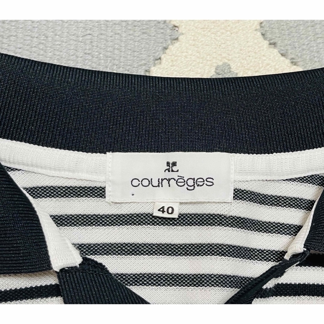 Courreges(クレージュ)のほぼ未使用　クレージュ　size40 ボーダー　ポロシャツ　ラメ系 レディースのトップス(ポロシャツ)の商品写真