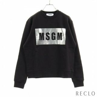 エムエスジイエム(MSGM)の トレーナー スウェットシャツ クルーネック ロゴプリント ブラック シルバー(トレーナー/スウェット)