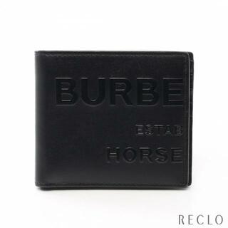 バーバリー(BURBERRY)の 二つ折り財布 レザー ブラック ロゴ(折り財布)