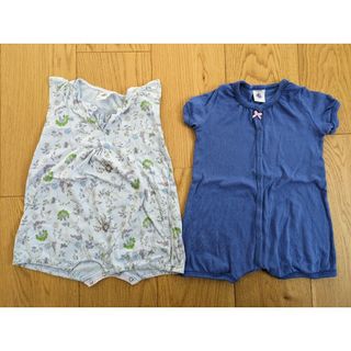 プチバトー(PETIT BATEAU)のノマドママ様専用　プチバトー　ショートオール2枚　6m 67cm(ロンパース)