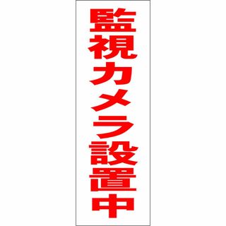 かんたん短冊型看板「監視カメラ設置中（赤）」【防犯・防災】屋外可(その他)