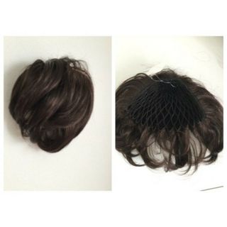 OWG50-1　ハンドメイド ふんわり ヘアピース　部分ウイッグ  ブラック(その他)