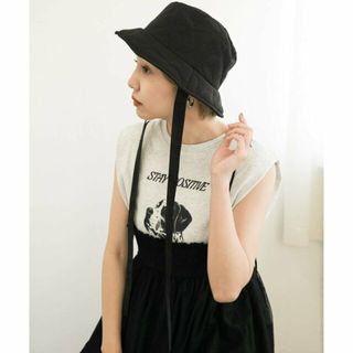 ケービーエフ(KBF)の【BLACK】リボン付きキルティングバケットHAT(ハット)