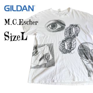 ギルタン(GILDAN)の希少サイズL★GILDAN ギルダン 90s エッシャーTシャツ だまし絵T(Tシャツ/カットソー(半袖/袖なし))