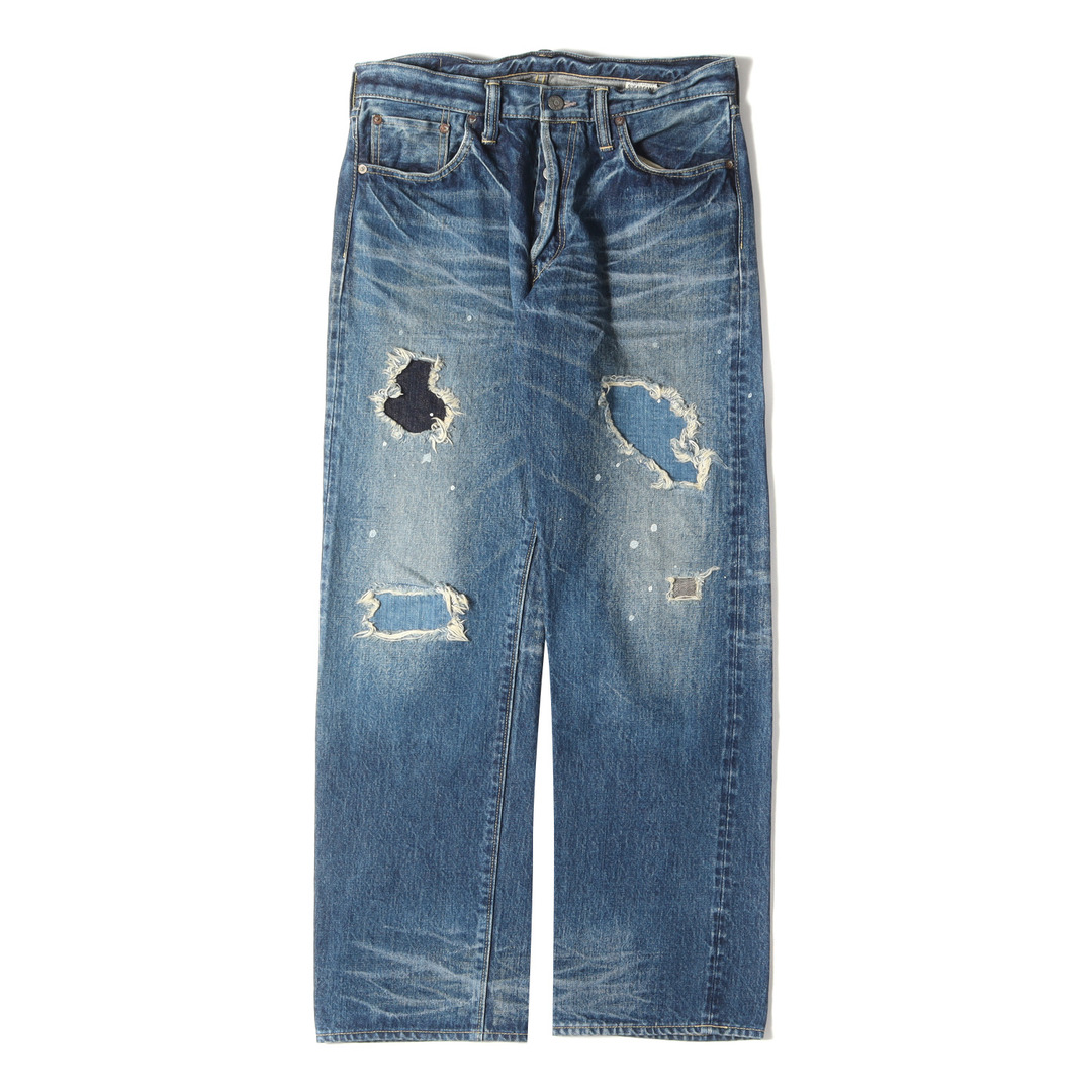 SUGAR CANE シュガーケーン デニムパンツ サイズ:31×31 ダメージリペア加工 ロンスター デニム パンツ LONE STAR JEANS 10 Year Aged インディゴ ブルー ボトムス ジーンズ ジーパン 【メンズ】【美品】