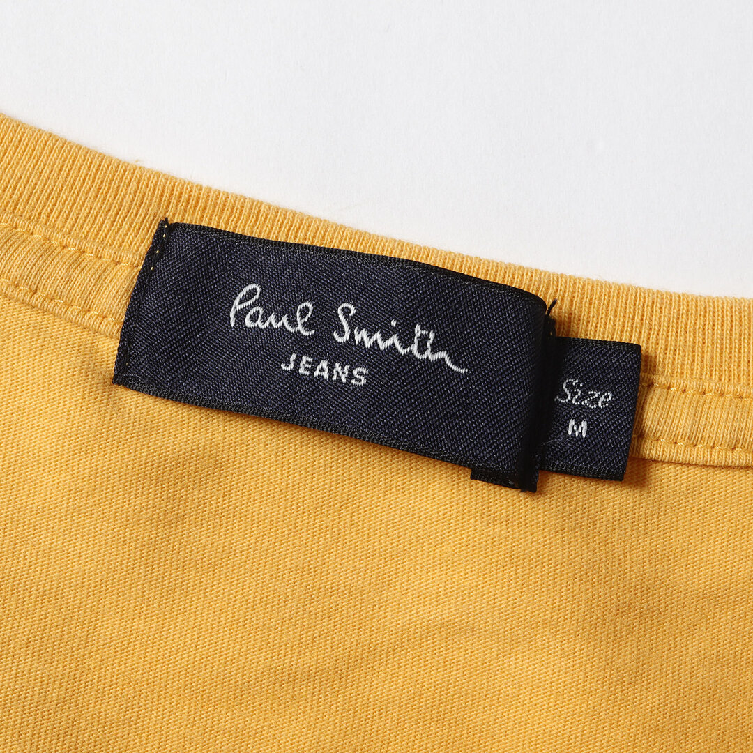 Paul Smith ポールスミス Tシャツ サイズ:M アーティスト ストライプ サンダーマーク ロゴ クルーネック 半袖 Tシャツ 152544 534H JEANS イエロー トップス カットソー コットン100% 【メンズ】