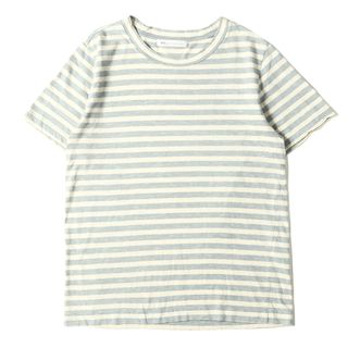 ロンハーマン(Ron Herman)のRon Herman ロンハーマン Tシャツ サイズ:M ボーダー クルーネック 半袖 Tシャツ ブルー アイボリー トップス カットソー コットンスラブ生地 ブランド カジュアル 【メンズ】【中古】(Tシャツ/カットソー(半袖/袖なし))