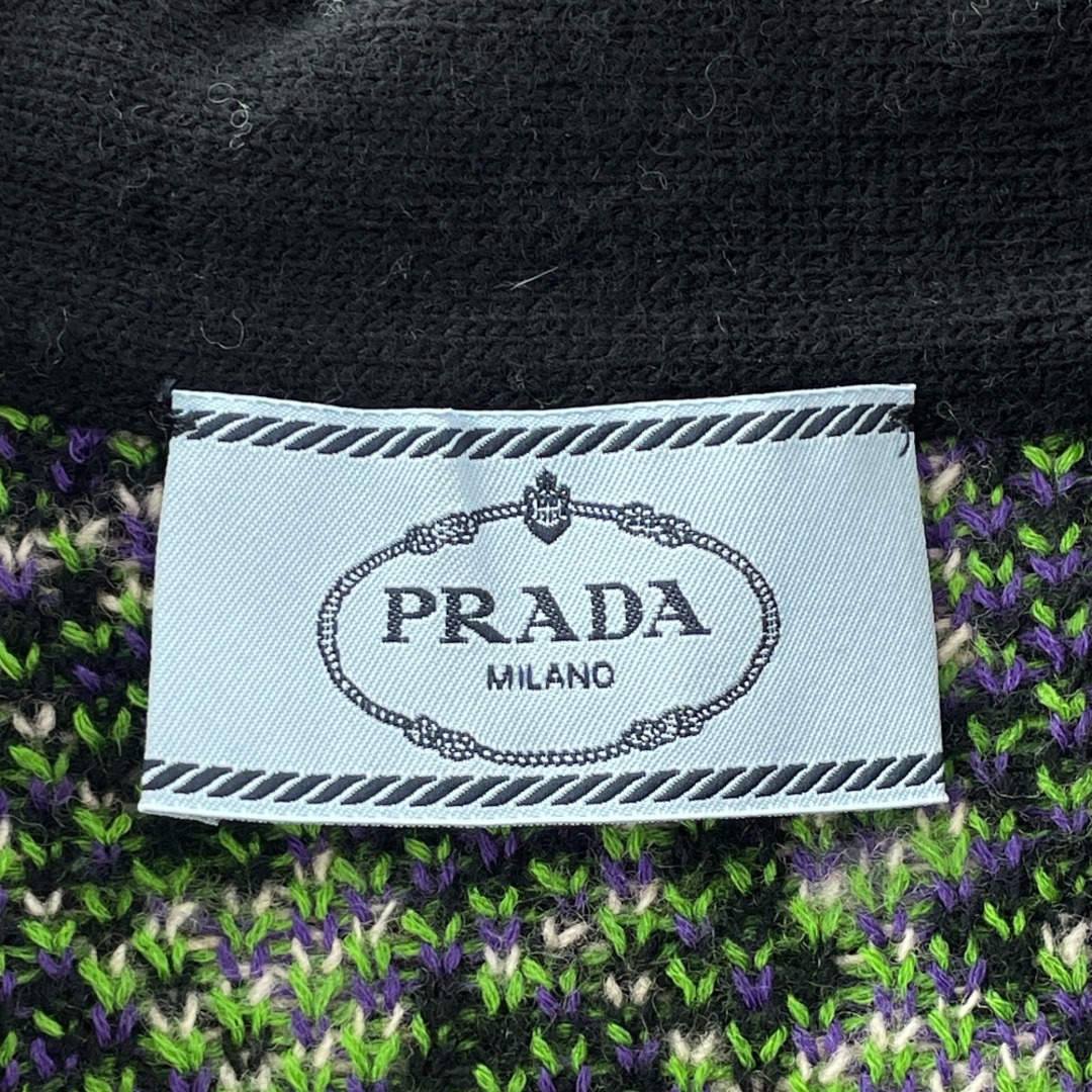 PRADA(プラダ)のプラダ マルチカラー ヘリンボーン ノースリーブ ウール ニット 40 レディースのトップス(カーディガン)の商品写真