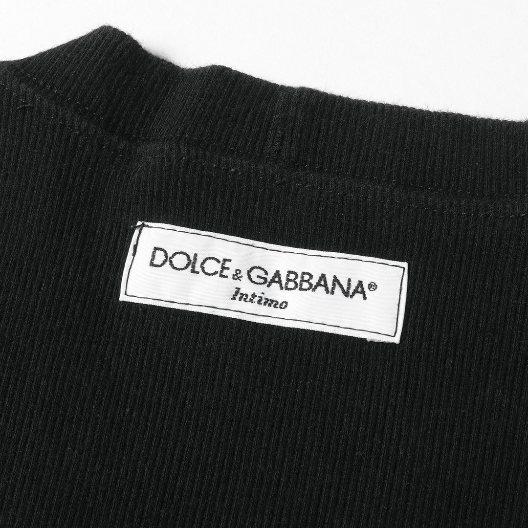 DOLCE&GABBANA ドルチェ&ガッバーナ Tシャツ サイズ:48 ロゴパッチ Vネック リブ 半袖 Tシャツ 初期 白タグ アーカイブ ブラック 黒 イタリア製 ブランド トップス カットソー 【メンズ】