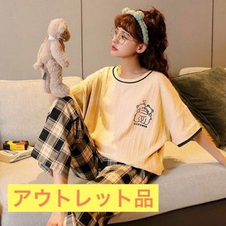 ＊アウトレット品＊　ルームウェア　部屋着　レディース　韓国　夏　くま　チェック(ルームウェア)