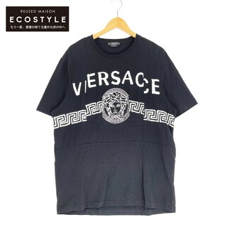 ヴェルサーチ(VERSACE)のヴェルサーチ A86893 ブラック ハンドペイント風 メデューサロゴ Tシャツ XL(その他)
