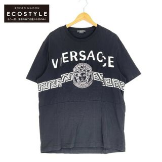 ヴェルサーチ(VERSACE)のヴェルサーチ A86893 ブラック ハンドペイント風 メデューサロゴ Tシャツ XL(その他)