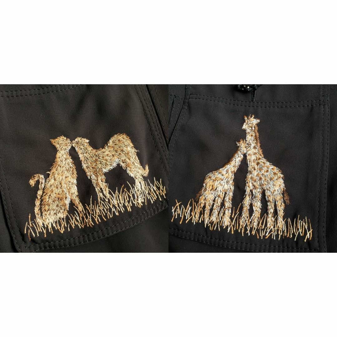 伊太利屋 GK ☆ ビジューボタン アニマル刺繍 ノーカラー ジャケット
