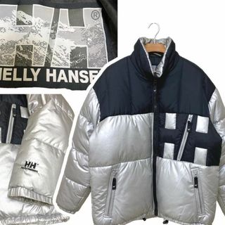 HELLY HANSEN ダウンコート リバーシブル ブラック＆シルバー M