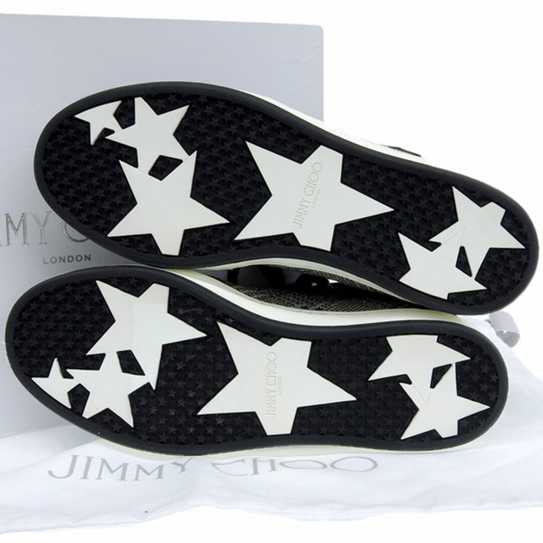 JIMMY CHOO(ジミーチュウ)の未使用 ジミーチュウ JIMMY CHOO マイアミ レザー×グリッター スニーカー  レディース シルバー size35 Y01943 レディースの靴/シューズ(スニーカー)の商品写真