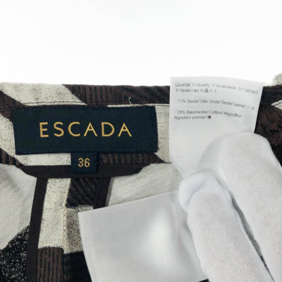 ESCADA(エスカーダ)の美品 エスカーダ ESCADA シルク×コットン ゼブラ柄 ボレロ ショートジャケット ブラウン 36 Y01986 レディースのトップス(ボレロ)の商品写真