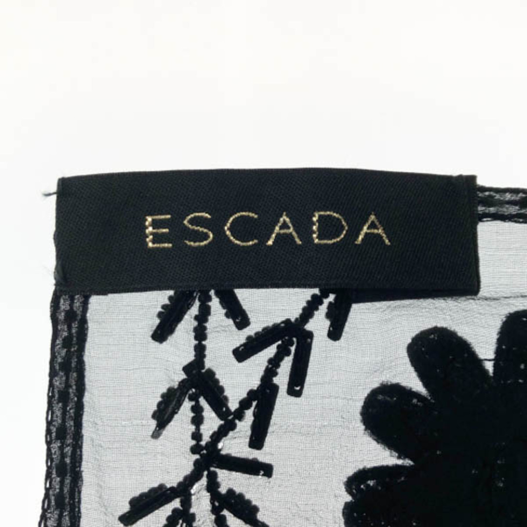 ESCADA(エスカーダ)の美品 エスカーダ ESCADA シルク スパンコール ビーズ 刺? ストール レディース ブラック Y02007 レディースのファッション小物(ストール/パシュミナ)の商品写真